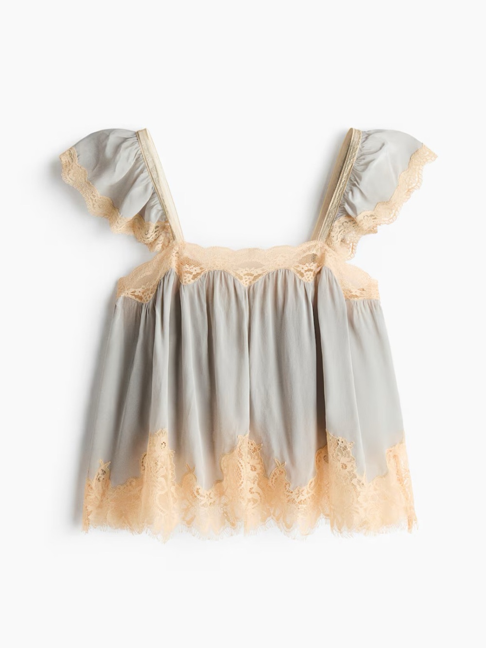 H&M Lace Trimmed Viscose Blouse